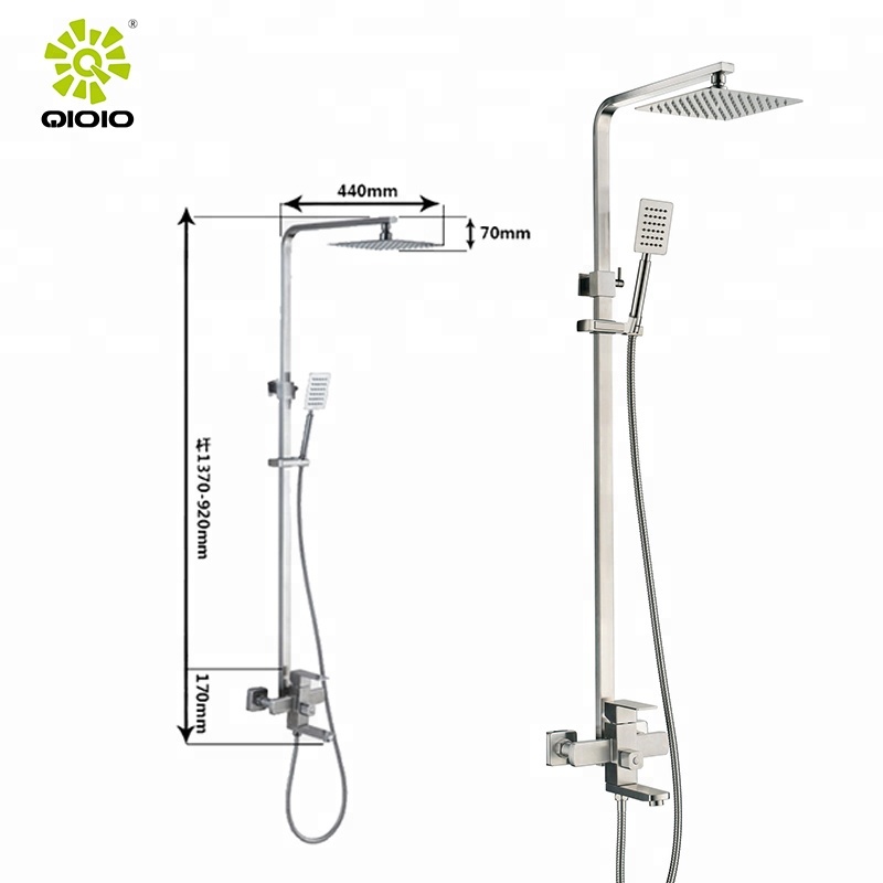 Modern fashion 304 stainless steel bathroom faucet hot and cold  wall mounted  rain  multifunct  brushed  shower mixer