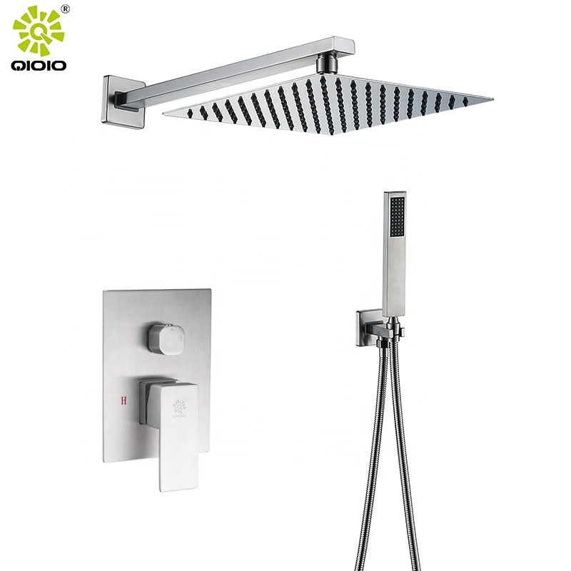 Kaiping Yingchuan brushed nickle silver 304 stainless steel  hot and cold wall mounted rain concealed bathroom shower mixer